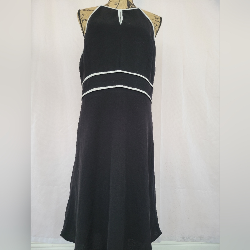 Evan Picone Black Dress w/ White Accents